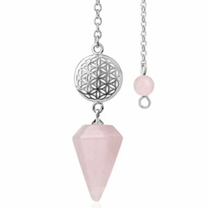 Pendule divinatoire fleur de vie en pierre naturelle - Quartz rose