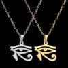 Sifisrri Pendentif lettre grecque en acier inoxydable pour hommes et femmes MinimstartPrairie Evil Eyes of Horus 3 | Esoteria.shop