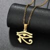 Sifisrri Pendentif lettre grecque en acier inoxydable pour hommes et femmes MinimstartPrairie Evil Eyes of Horus 5 | Esoteria.shop