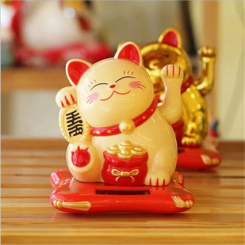 Maneki Neko Chat Porte Bonheur Solaire 2 | Esoteria.shop