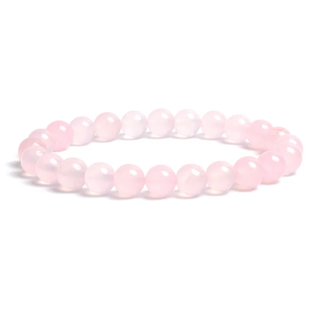 Bracelet de Perles de Quartz Rose